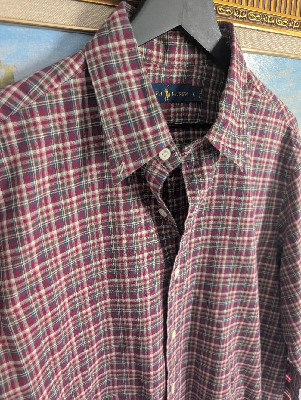 Ralph Lauren Maroon Plaid Button-Down Shirt